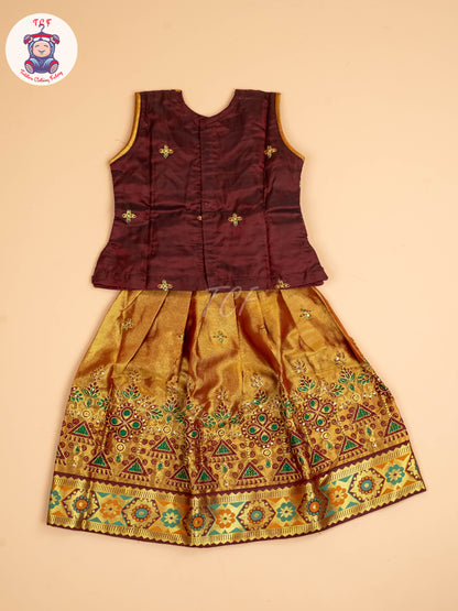 Maroon - Embriodered Pavadai Sattai