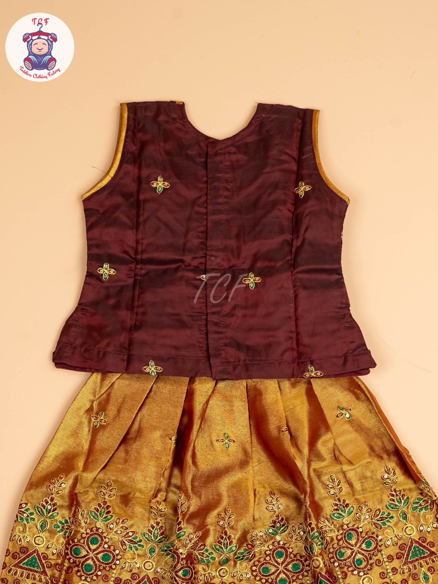 Maroon - Embriodered Pavadai Sattai