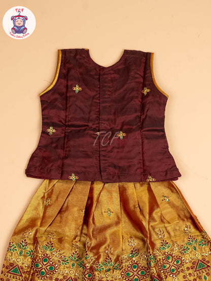 Maroon - Embriodered Pavadai Sattai
