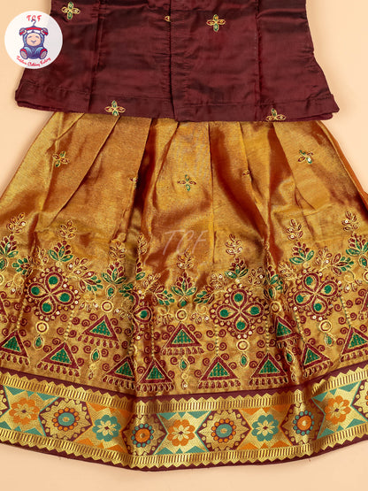 Maroon - Embriodered Pavadai Sattai