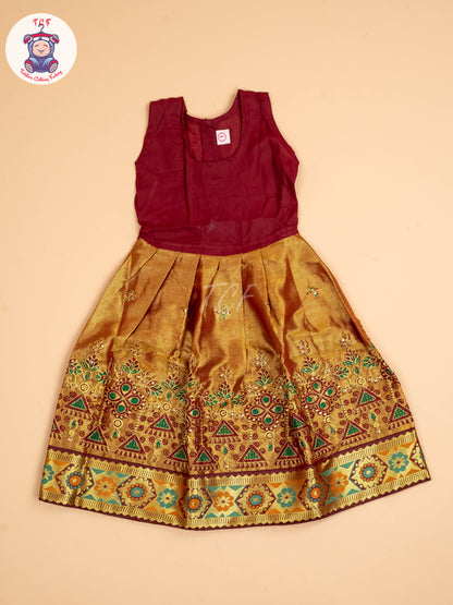 Maroon - Embriodered Pavadai Sattai