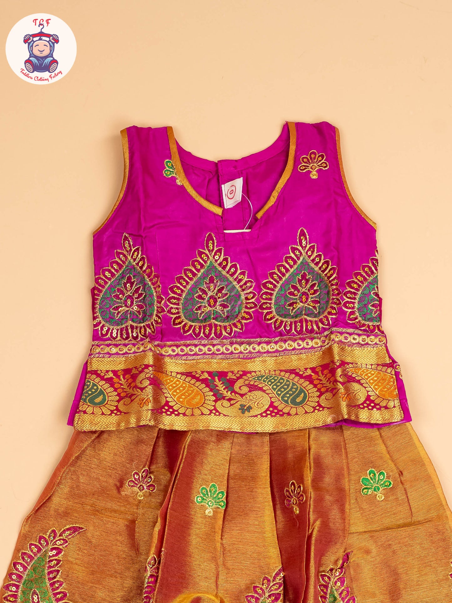 Magenta - Embriodered Pavadai Sattai