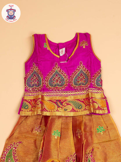 Magenta - Embriodered Pavadai Sattai