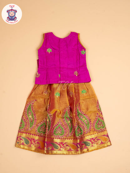 Magenta - Embriodered Pavadai Sattai