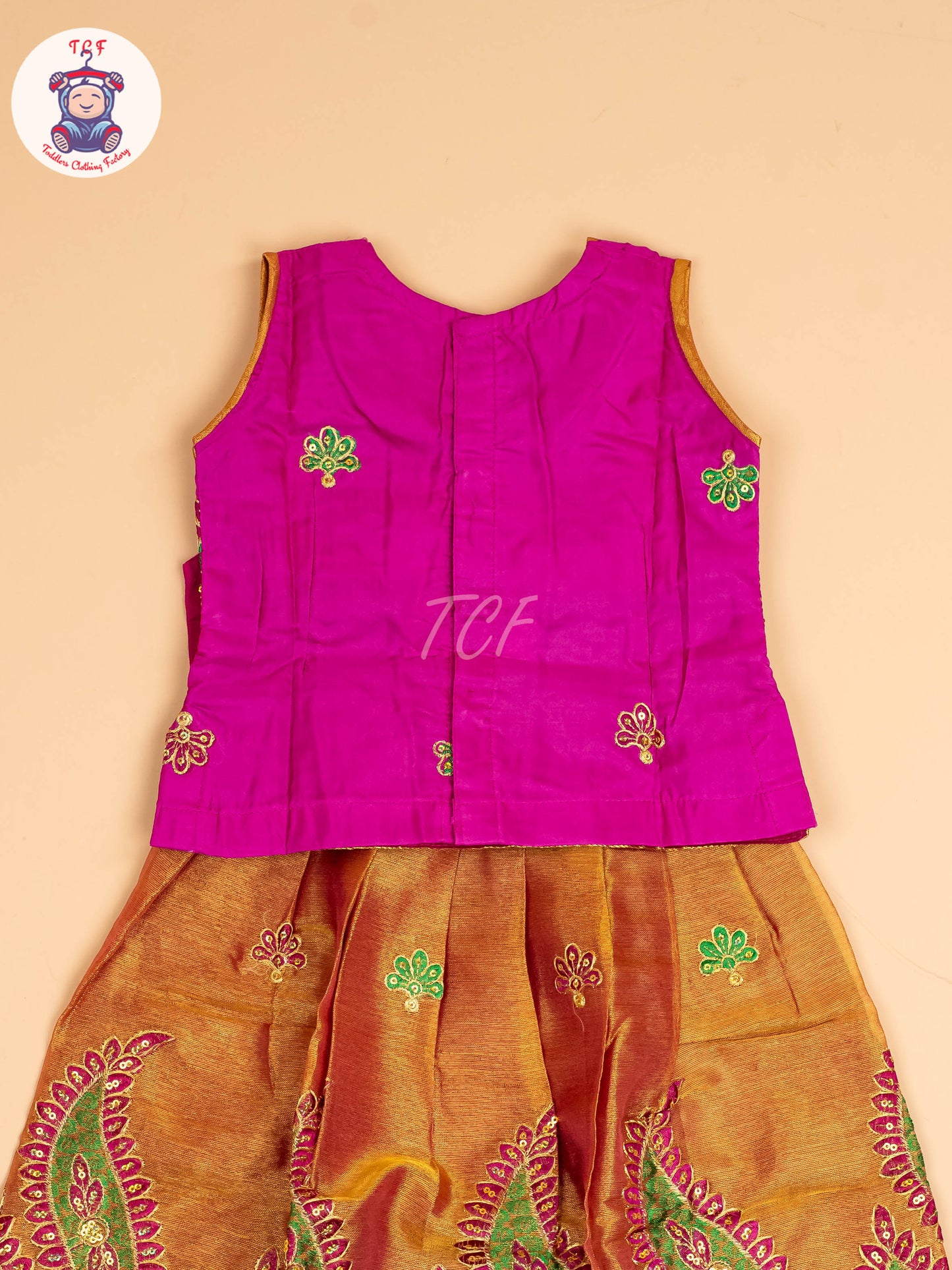 Magenta - Embriodered Pavadai Sattai