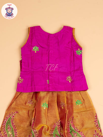 Magenta - Embriodered Pavadai Sattai