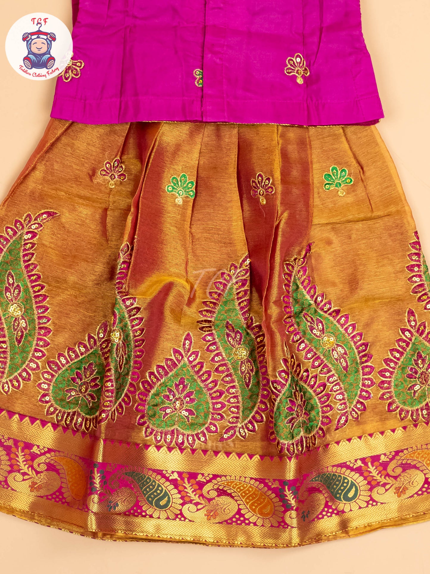 Magenta - Embriodered Pavadai Sattai
