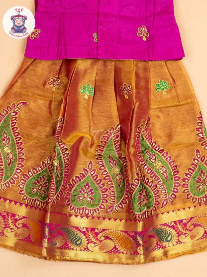 Magenta - Embriodered Pavadai Sattai