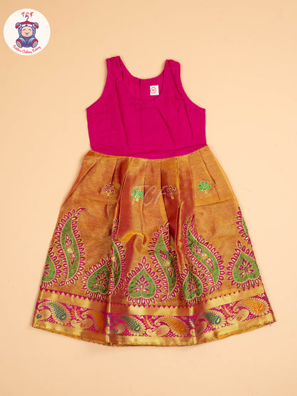 Magenta - Embriodered Pavadai Sattai