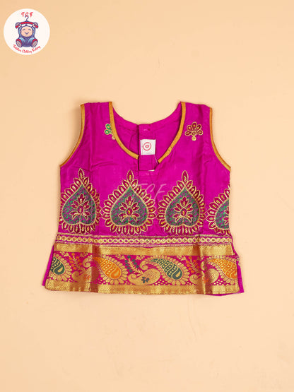 Magenta - Embriodered Pavadai Sattai