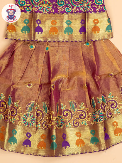 Purple - Embriodered Pavadai Sattai