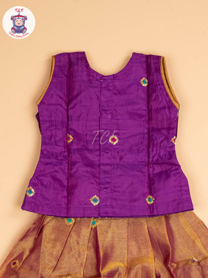 Purple - Embriodered Pavadai Sattai