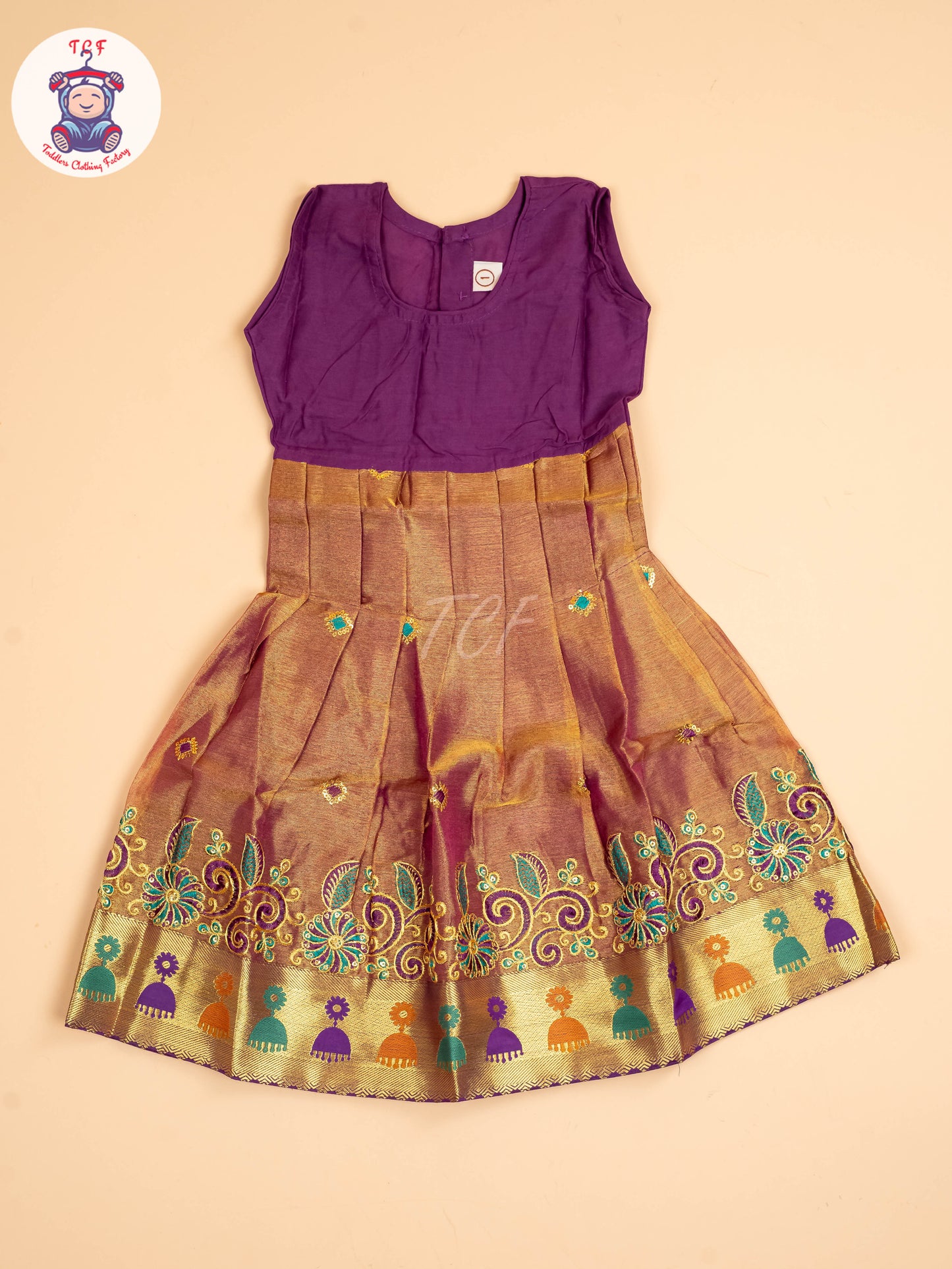Purple - Embriodered Pavadai Sattai