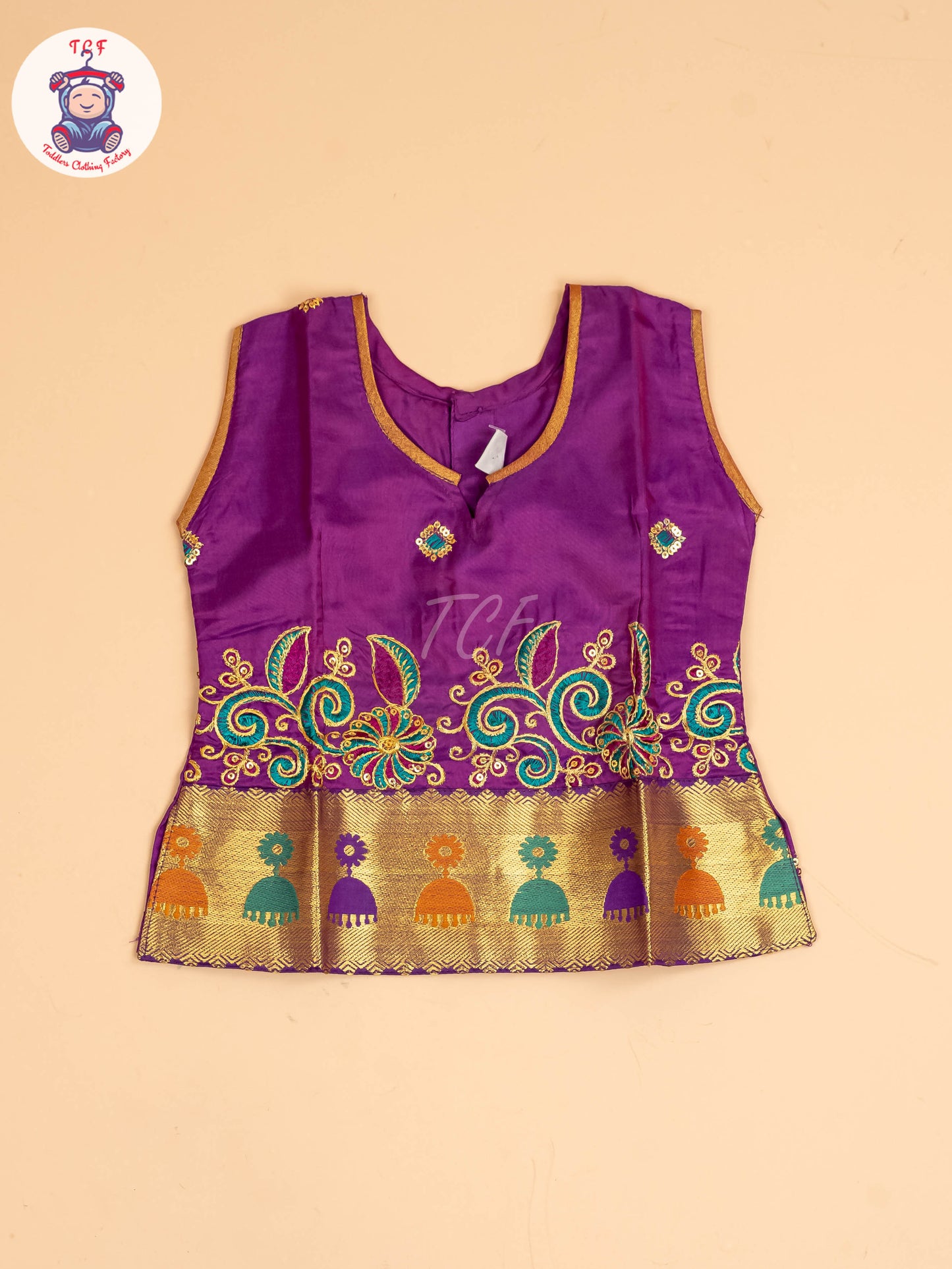 Purple - Embriodered Pavadai Sattai