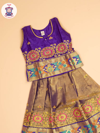 Violet - Embriodered Pavadai Sattai
