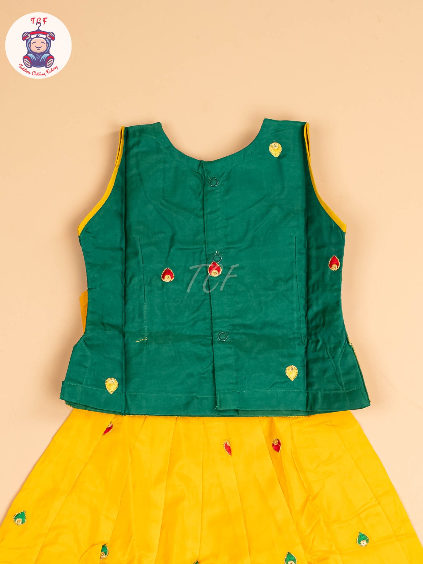 Green & Yellow - Embriodered Pavadai Sattai