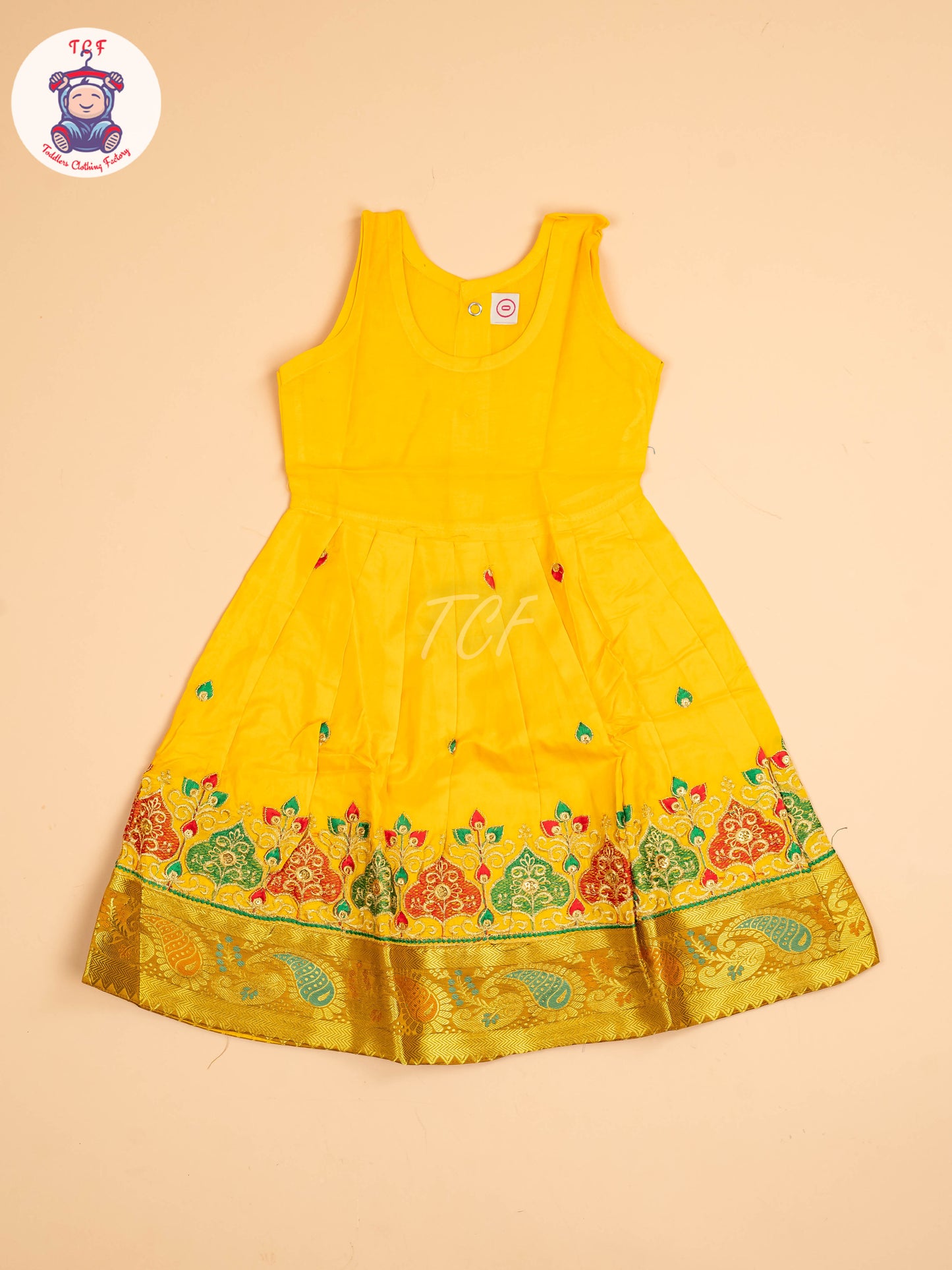 Green & Yellow - Embriodered Pavadai Sattai