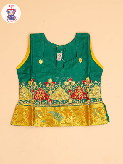 Green & Yellow - Embriodered Pavadai Sattai