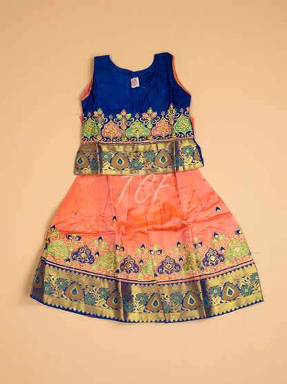 Violet & Peach - Embriodered Pavadai Sattai