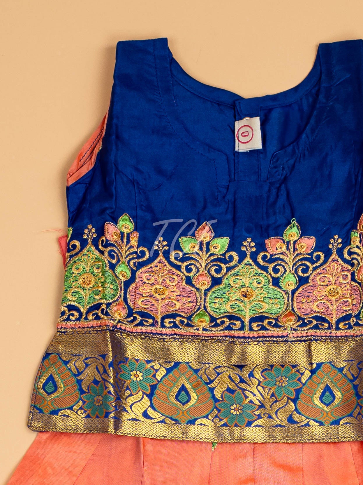 Violet & Peach - Embriodered Pavadai Sattai