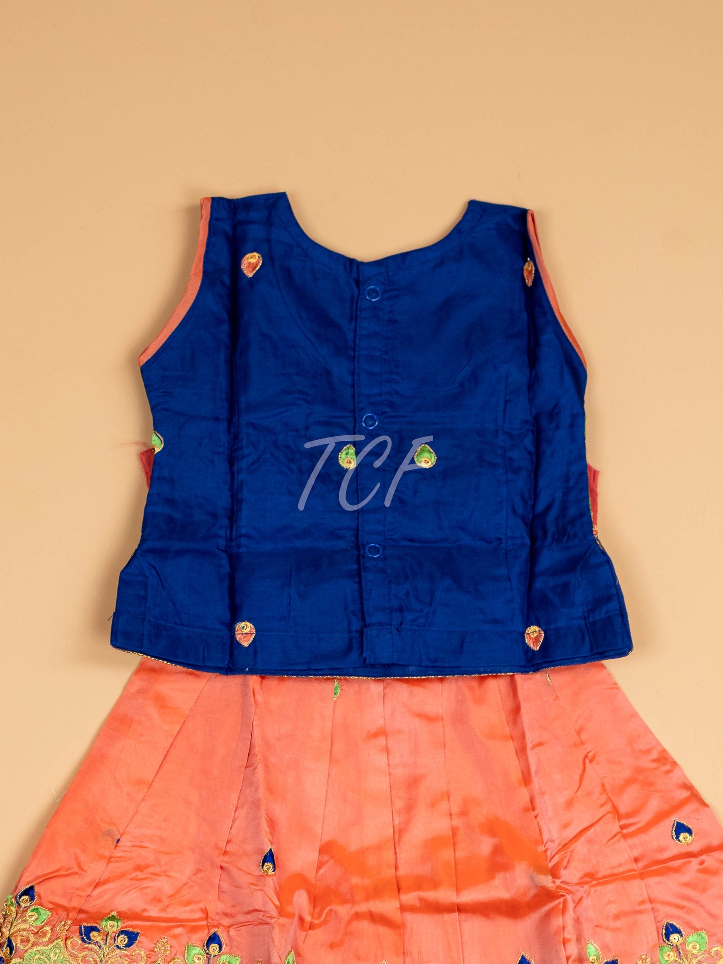 Violet & Peach - Embriodered Pavadai Sattai