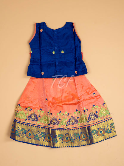 Violet & Peach - Embriodered Pavadai Sattai