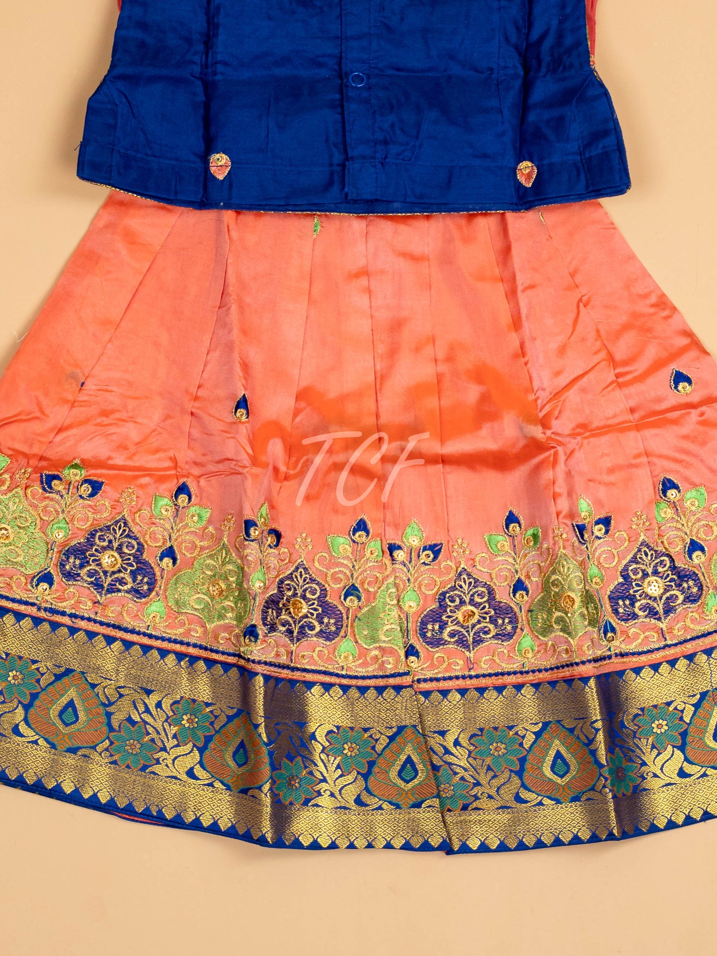 Violet & Peach - Embriodered Pavadai Sattai