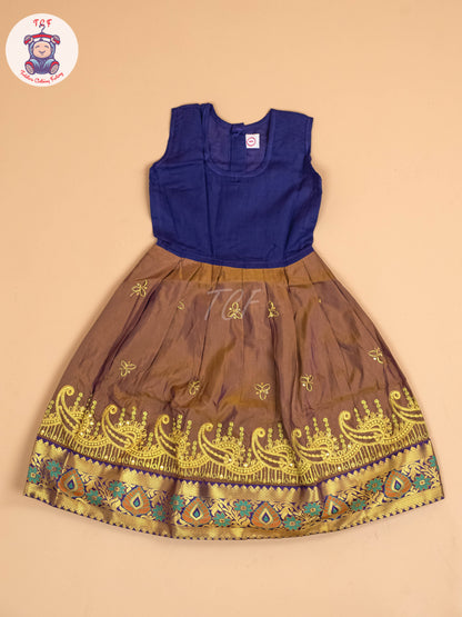 Green & Violet - Embriodered Pavadai Sattai