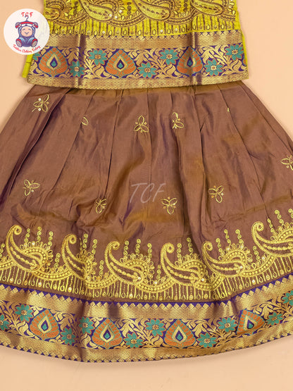 Green & Violet - Embriodered Pavadai Sattai