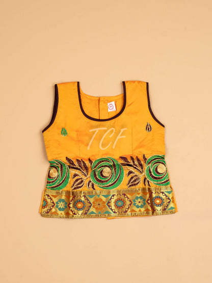 Mustard & Maroon - Embriodered Pavadai Sattai