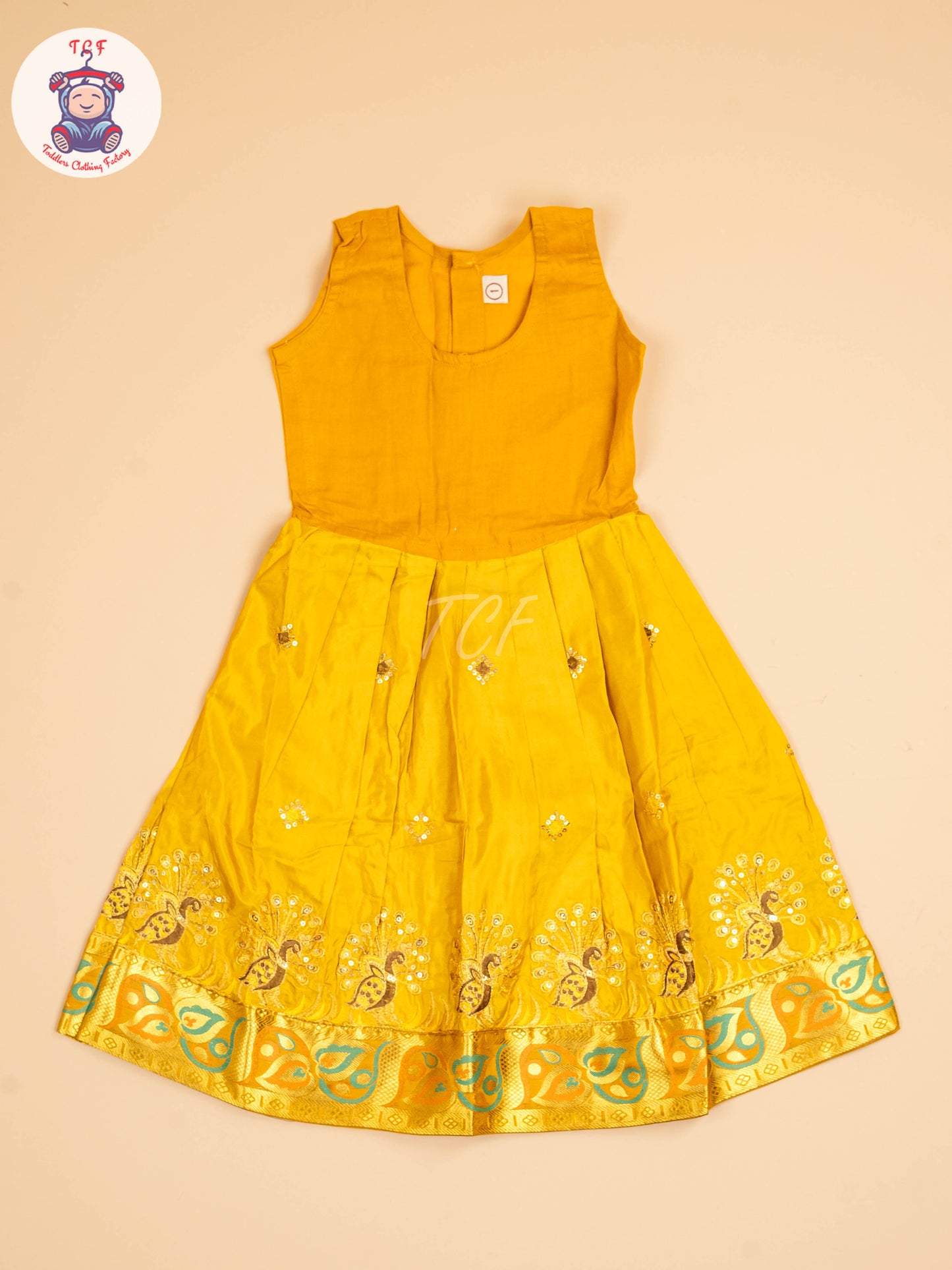 Brown & Mustard - Embriodered Pavadai Sattai