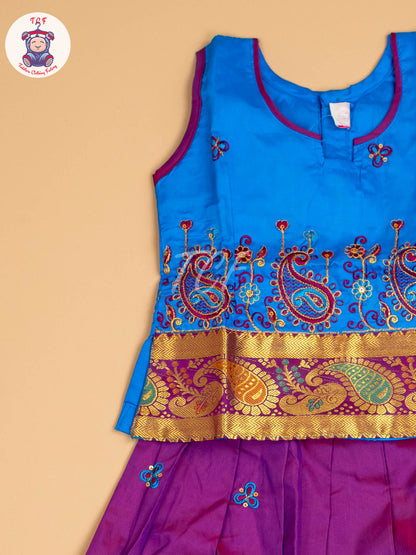 Blue & Purple - Embriodered Pavadai Sattai