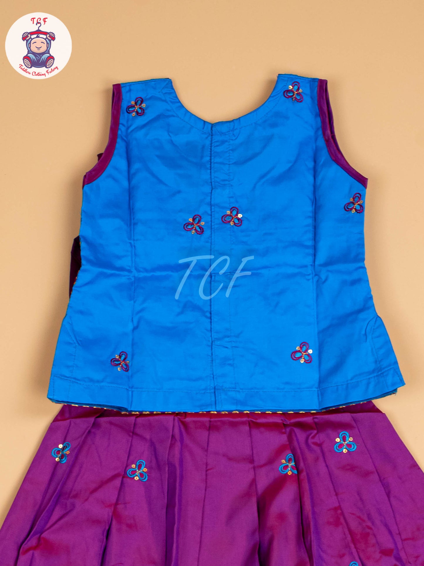 Blue & Purple - Embriodered Pavadai Sattai