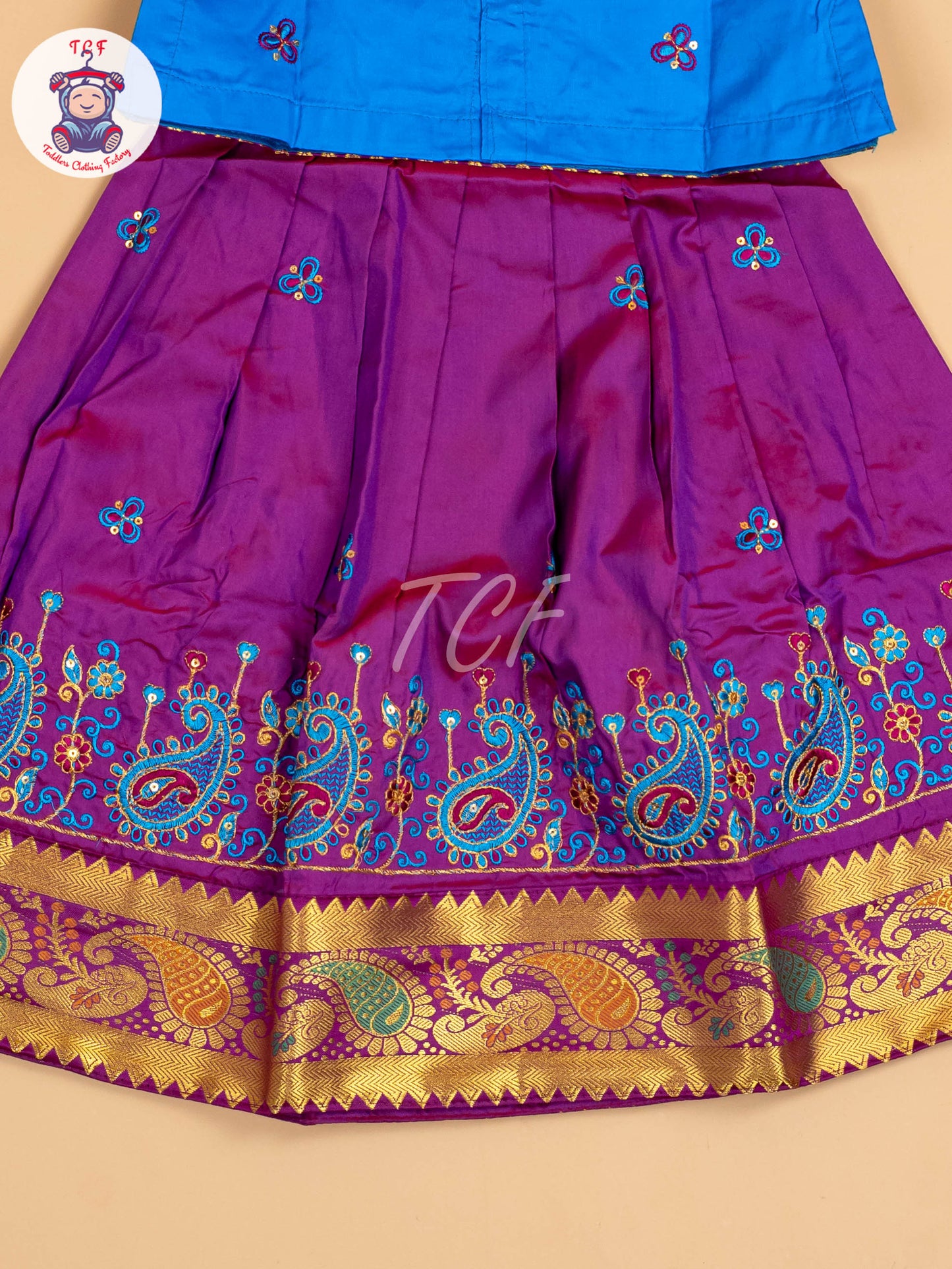 Blue & Purple - Embriodered Pavadai Sattai