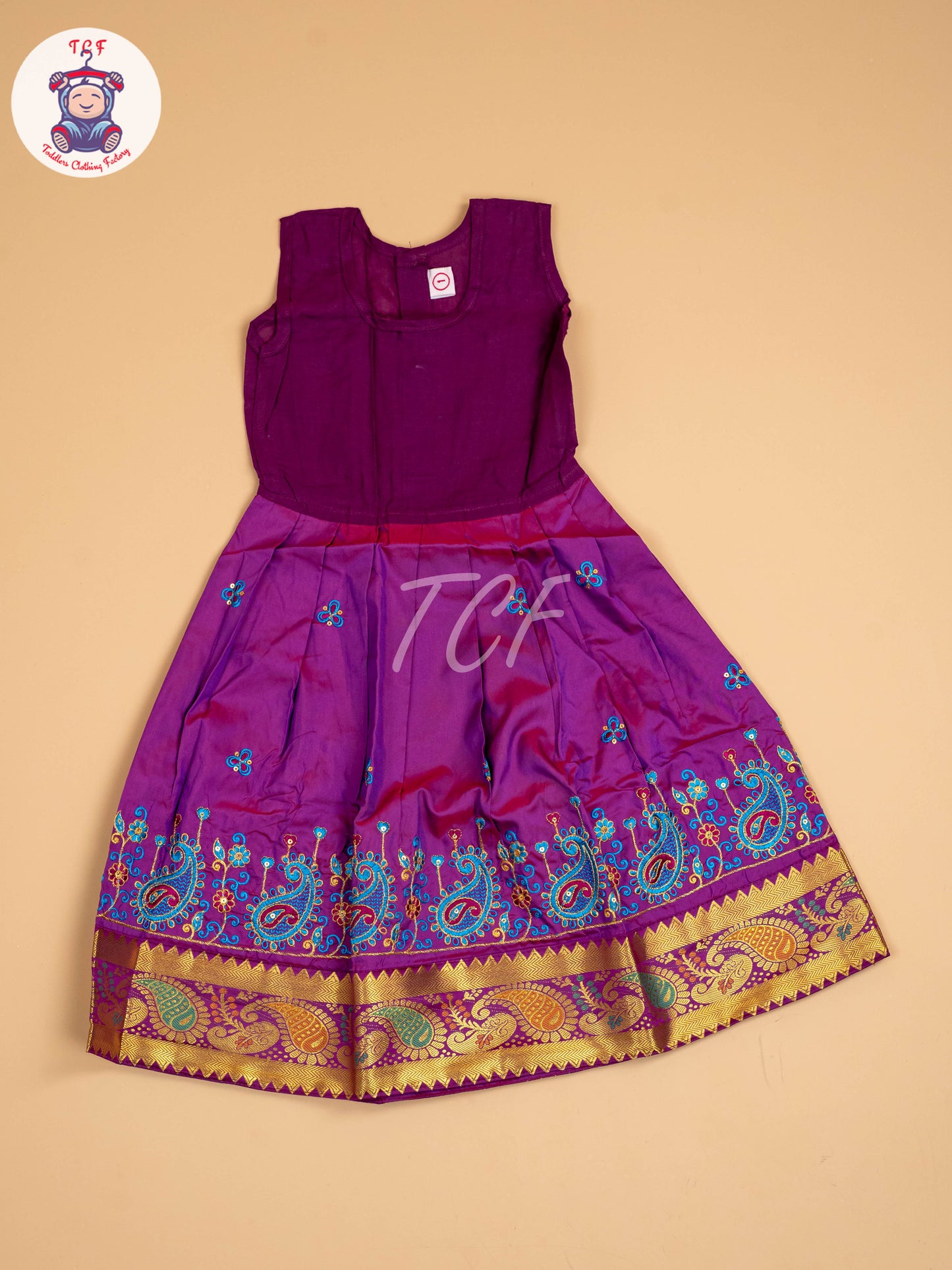 Blue & Purple - Embriodered Pavadai Sattai