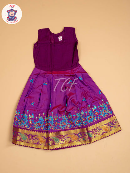 Blue & Purple - Embriodered Pavadai Sattai