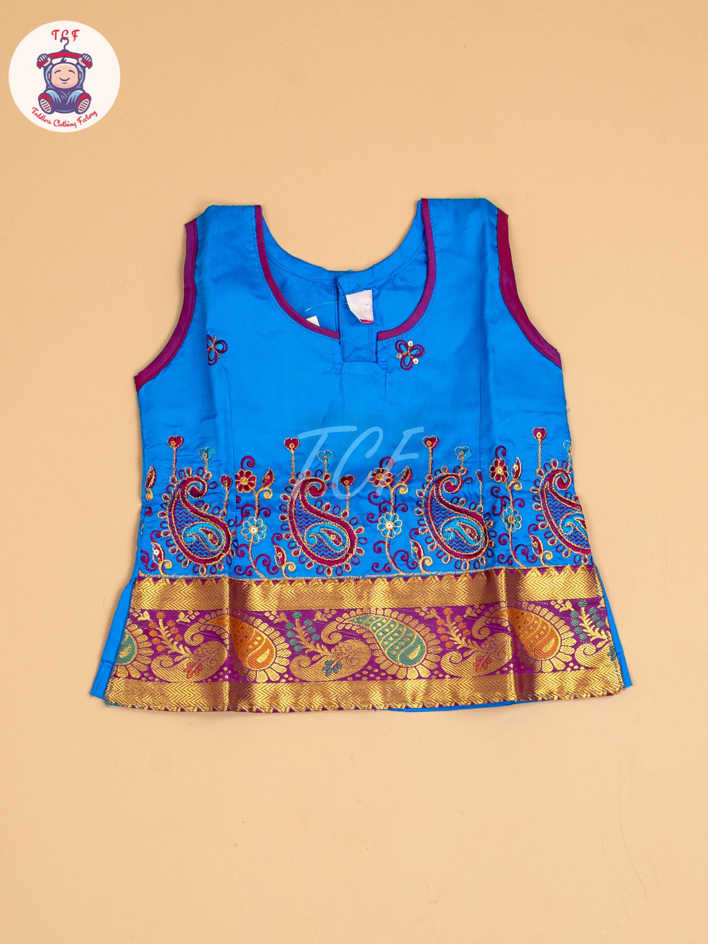 Blue & Purple - Embriodered Pavadai Sattai