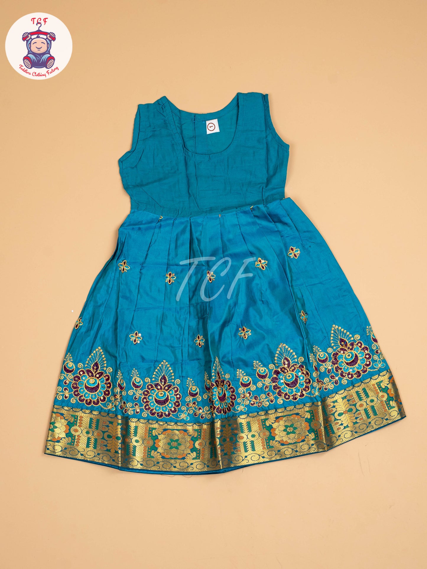 Purple & Blue - Embriodered Pavadai Sattai