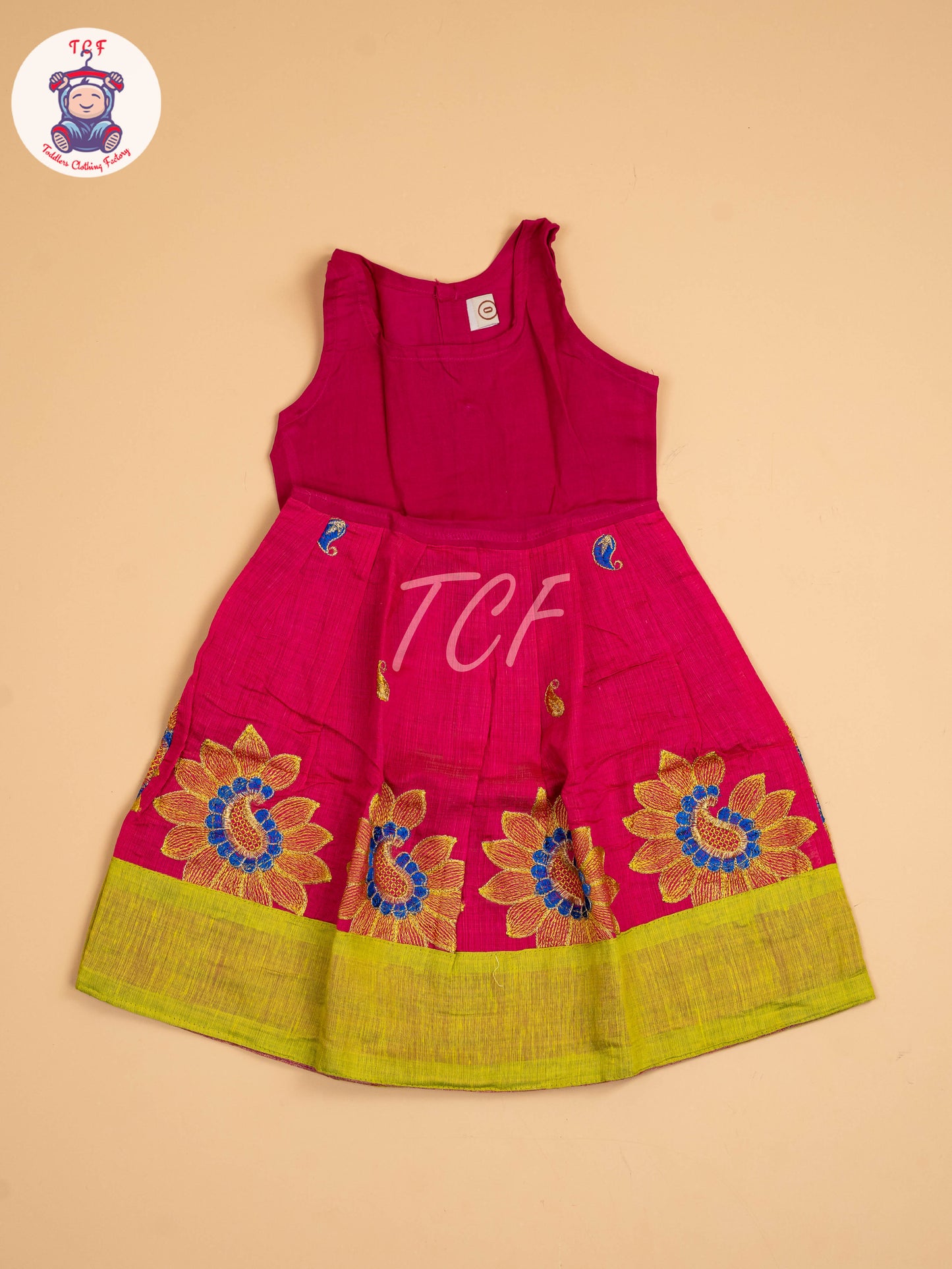 Lite Green & Pink - Embriodered Pavadai Sattai