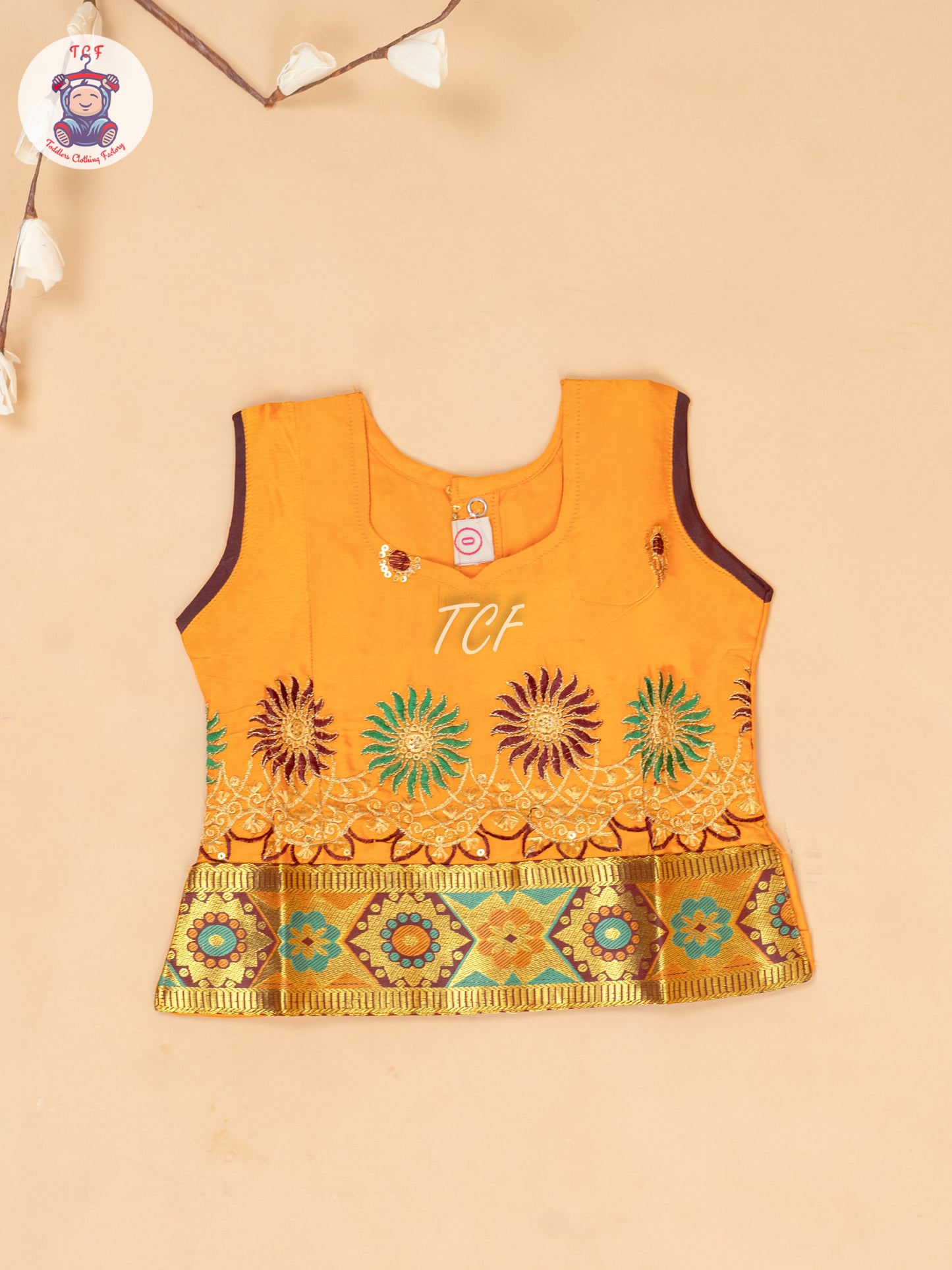 Mustard & Maroon - Embriodered Pavadai Sattai