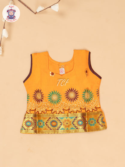 Mustard & Maroon - Embriodered Pavadai Sattai