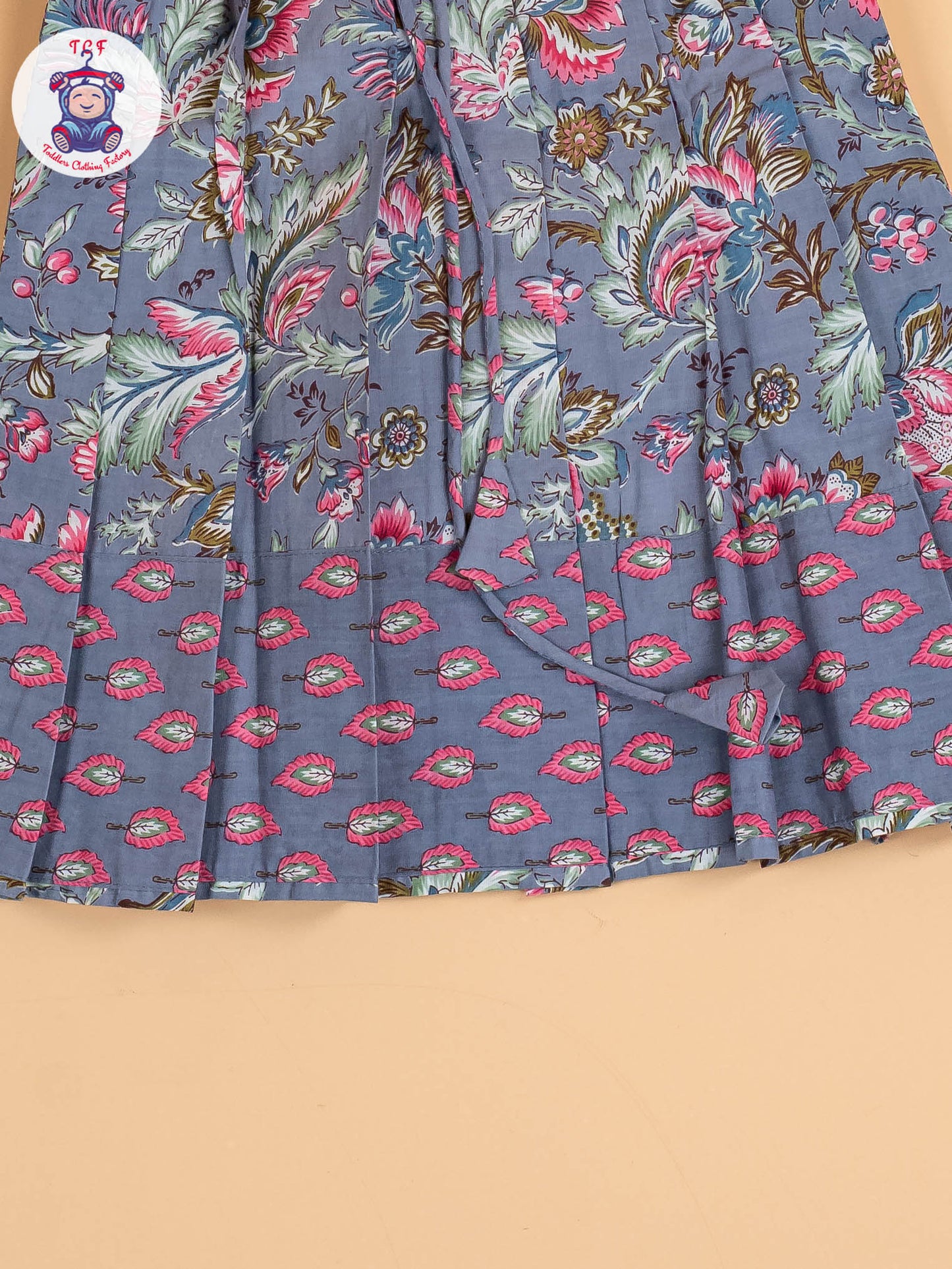 Grey & Pink Floral - Girls Readymade Long Frock