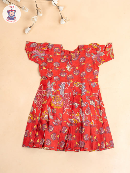 Red - Girls Readymade Long Frock
