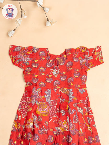 Red - Girls Readymade Long Frock