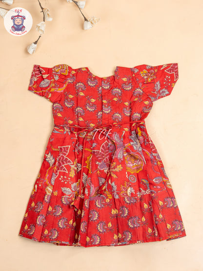 Red - Girls Readymade Long Frock
