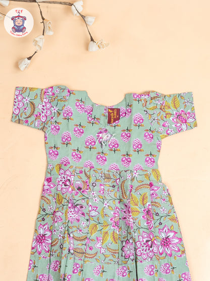 Light Green - Girls Readymade Long Frock