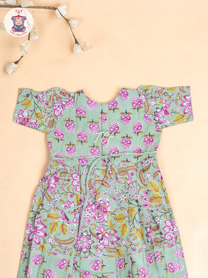 Light Green - Girls Readymade Long Frock