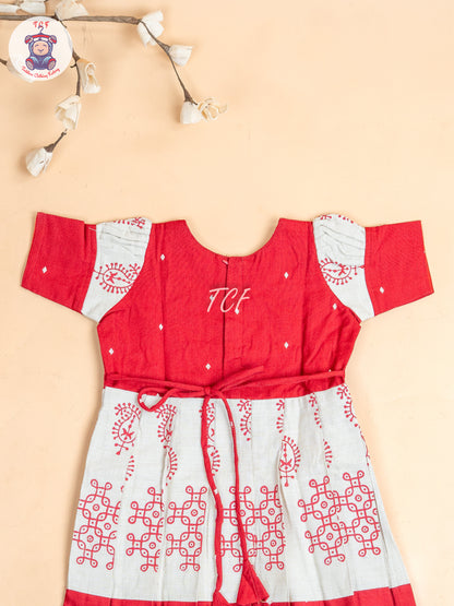 Red - Girls Readymade Long Frock