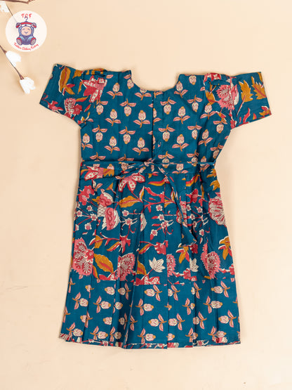 Bottle Green - Girls Readymade Cotton Long  Frock