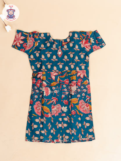 Bottle Green - Girls Readymade Cotton Long  Frock